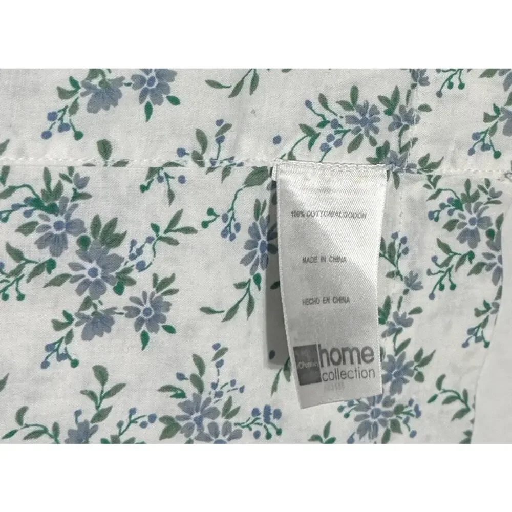 Vintage JC Penney Home Curtain Valance Single Short Floral Print Green Blue 90s